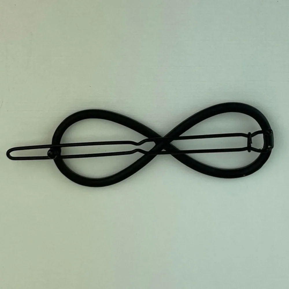 Infinity Symbol Hair Barrette Distressed Black Metal‎
